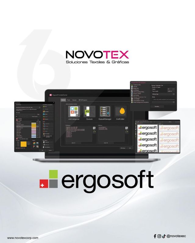 : A continuación conoceremos más sobre #Ergosoft ; uno de nuestros software de Ripeo e impresión más solicitados por nuestros clientes 🤝🏼📈
.
.
.
¡Te ayudamos con los colores más precisos de sublimación! 📊
.
.
.
➡️ ACEPTAMOS TU PLOTTER COMO PARTE DE PAGO, ¡Contáctanos ya! ☑️
.
.
.
Teléfonos: 099-721-1795 - 099-829-7488 📲
Correo: gcomercial@novotexcorp.com
Nuestro Showroom: Anonas N54-52 y Pedro Guerrero, Quito📍
.
.
Líderes en sublimación textil en el Ecuador
Insumos y repuestos originales,
Somos Novotex 🤝🏼